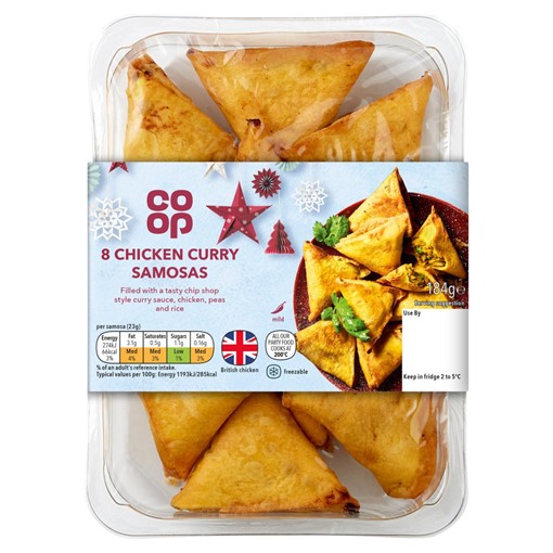 Picture of Co-op 8 Chicken Curry Samosas 184g