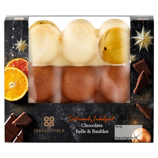 Picture of Co-op Irresistible Fairtrade Chocolate Bells & Baubles 600g