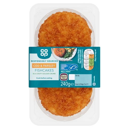 Picture of Co-op Cod & Parsley Fishcakes in a Crispy Golden Crumb 240g