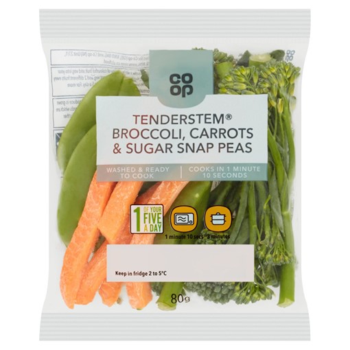 Picture of Co-op Tenderstem Broccoli, Carrots & Sugar Snap Peas 80g
