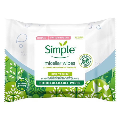 Picture of Simple  Micellar Biodegradable Cleansing Wipes 20 wipes