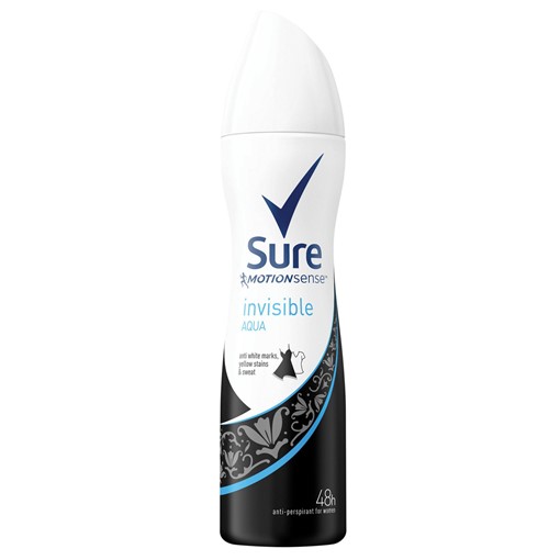 Picture of Sure Invisible Aqua Anti-perspirant Deodorant Aerosol 150 ml