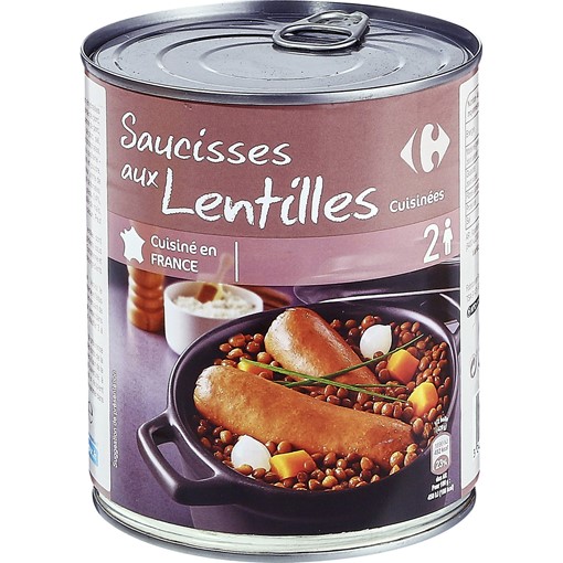 Picture of Carrefour Sausages With Cooked Lentils 840g