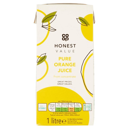 Picture of Co-op Honest Value Pure Orange Juice 1 Litre