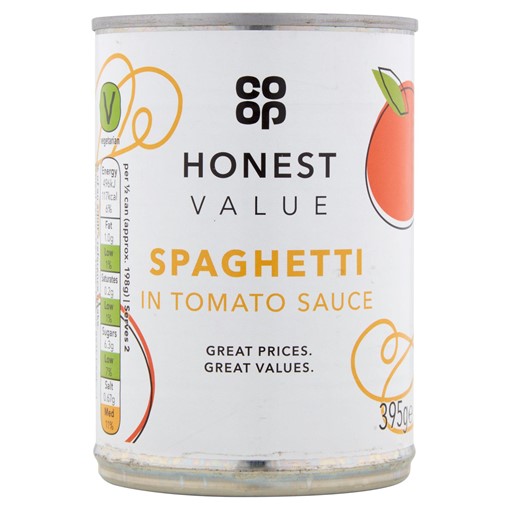Picture of Co-op Honest Value Spaghetti in Tomato Sauce 395g
