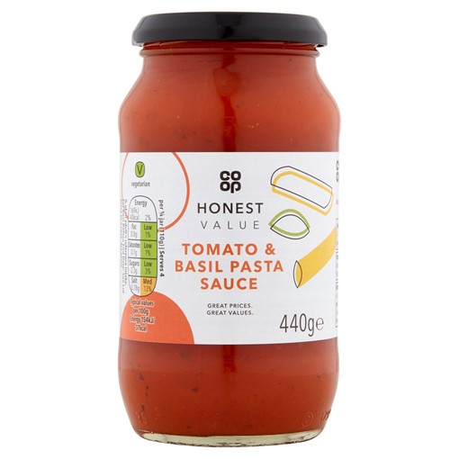 Picture of Co-op Honest Value Tomato & Basil Pasta Sauce 440g