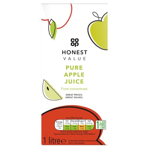 Picture of Co-op Honest Value Pure Apple Juice 1 Litre