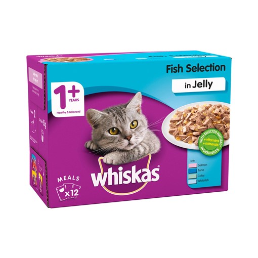Picture of Whiskas Adult 1+ Wet Cat Food Pouches Fish in Jelly 12 x 100g