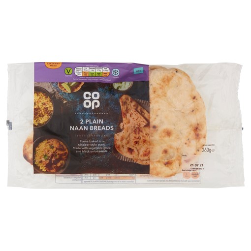 Picture of Co-op 2 Plain Naan Breads 260g