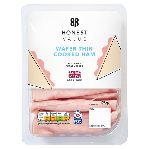 Picture of Co-op Honest Value Wafer Thin Cooked Ham 125g