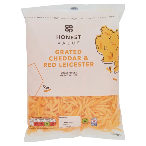 Picture of Co-op Honest Value Grated Cheddar & Red Leicester 500g