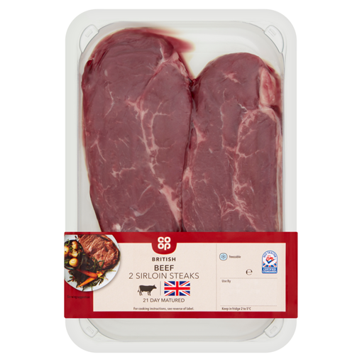 Picture of Co-op 2 British Beef Sirloin Steaks 400g