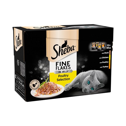 Picture of Sheba Fine Flakes Cat Food Pouches Poultry in Jelly 12 x 85g