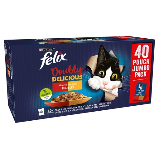 Picture of FELIX As Good As It Looks Doubly Delicious Meat Selection in Jelly Wet Cat Food 40 x 100g