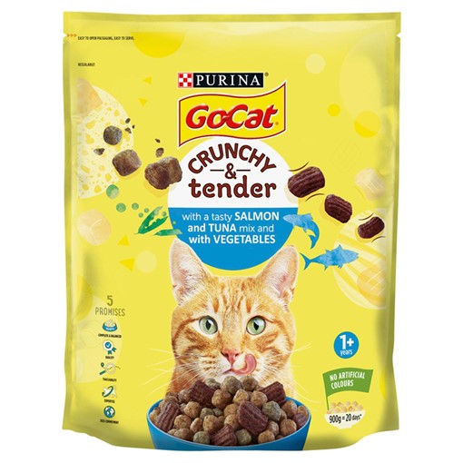 Picture of Go-Cat® Crunchy & Tender with Tuna and Salmon mix with Vegetables Dry Cat Food 900g