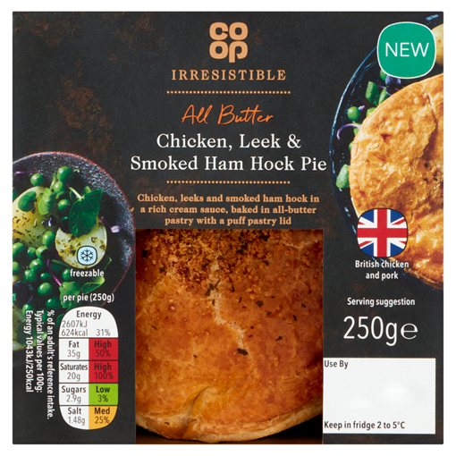 Picture of Co-op Irresistible All Butter Chicken, Leek & Smoked Ham Hock Pie 250g