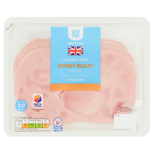 Picture of Co-op British Outdoor Bred Honey Roast Ham 10 Slices 220g