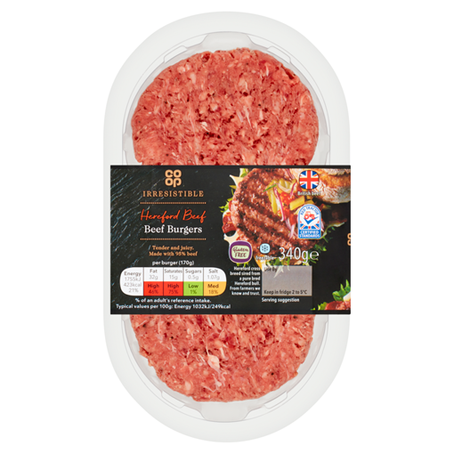 Picture of Co-op Irresistible Hereford Beef Burgers 340g