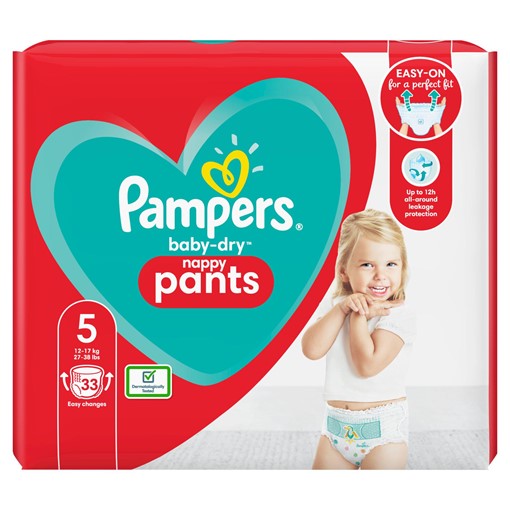 Picture of Pampers Baby-Dry Nappy Pants Size 5, 33 Nappies, 12kg-17kg, Essential Pack