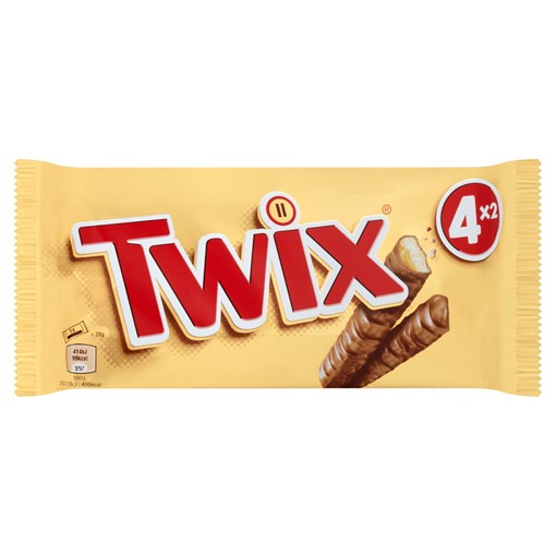 Picture of Twix Chocolate Biscuit Snack Size Twin Bars Multipack 4 x 40g