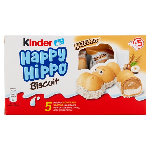Picture of Kinder Happy Hippo Milk Chocolate and Hazelnut Biscuits Multipack 5 x 20.7g (103g)