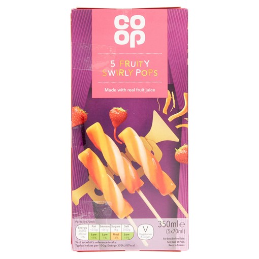 Picture of Co Op Fruity Swirly Pops 5 x 70ml (350ml)