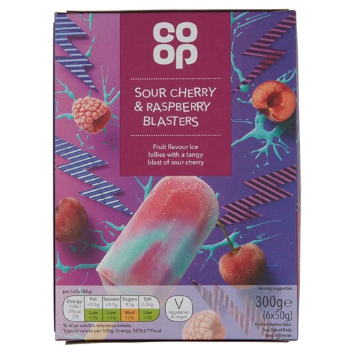 Picture of Co-op Sour Cherry & Raspberry Blasters 6 x 50g (300g)