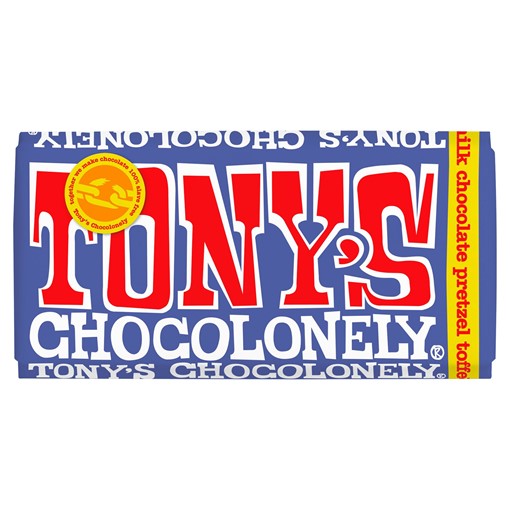 Picture of Tony's Chocolonely Fairtrade Dark Milk Chocolate Pretzel Toffee 42% 180g