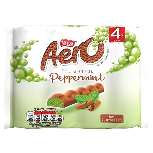 Picture of Aero Bubbly Peppermint Mint Chocolate Bar Multipack 4 Pack (4 x 27g)
