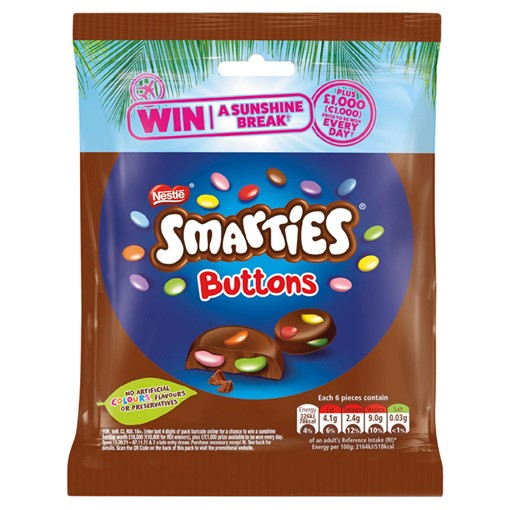 Picture of Smarties Buttons Milk Chocolate Sharing Bag 90g