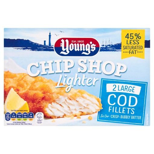 Picture of Young's Chip Shop Lighter 2 Large Cod Fillets 220g