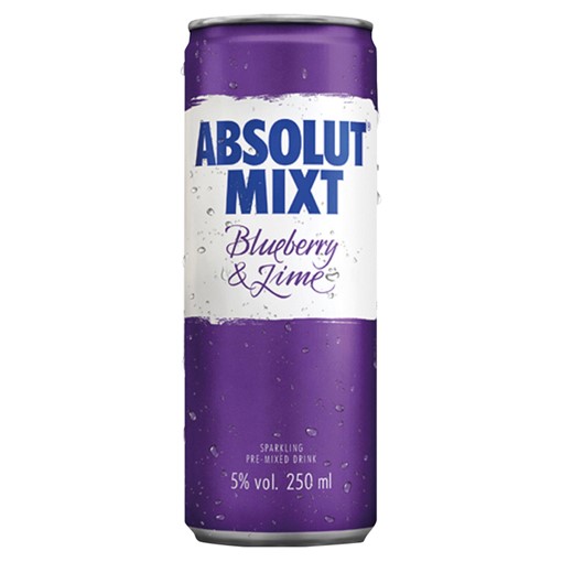 Picture of Absolut Mixt Blueberry & Lime Mixed Vodka Drink 250ml