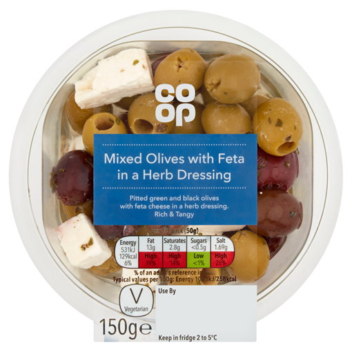 Picture of Co-op Mixed Olives with Feta in a Herb Dressing 150g