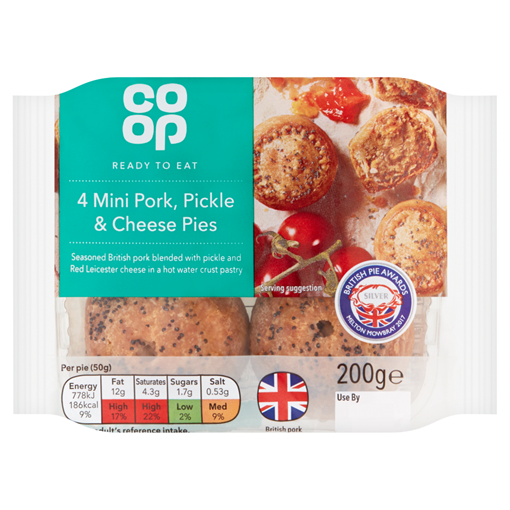 Picture of Co-op 4 Mini Pork, Pickle & Cheese Pies 200g