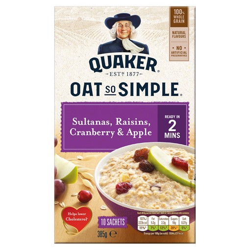 Picture of Quaker Oat So Simple Sultanas & Raisins Porridge Sachets 10x38.5g