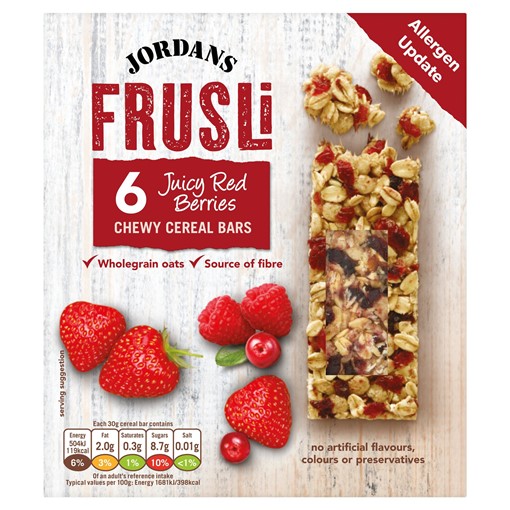 Picture of Jordans Frusli Juicy Red Berries Chewy Cereal Bars 6 x 30g (180g)