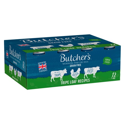 Picture of Butcher's Tripe Loaf Recipes Wet Dog Food Tins 12 x 400g