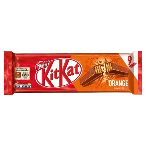 Picture of Kit Kat 2 Finger Orange Chocolate Biscuit Bar Multipack 9 Pack