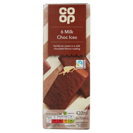 Picture of Co-op Fairtrade Milk Choc Ices 6 x 70ml (420ml)