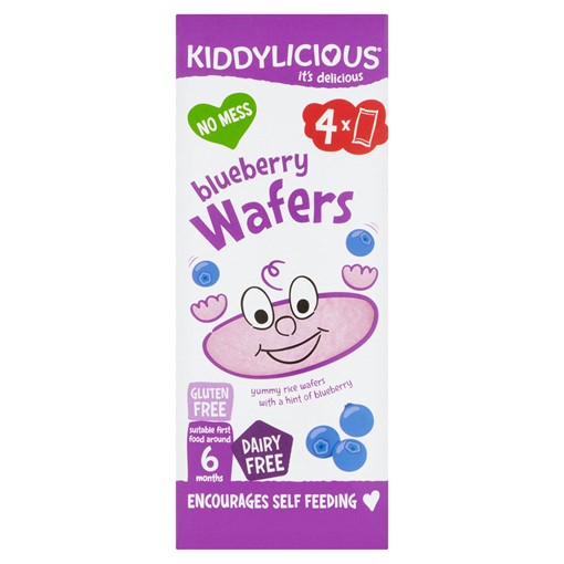Picture of Kiddylicious Wafers Blueberry Baby Snack 6months+ Multipack 4 x 4g