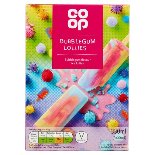 Picture of Co-op Bubblegum Lollies 6 x 55ml (330ml)