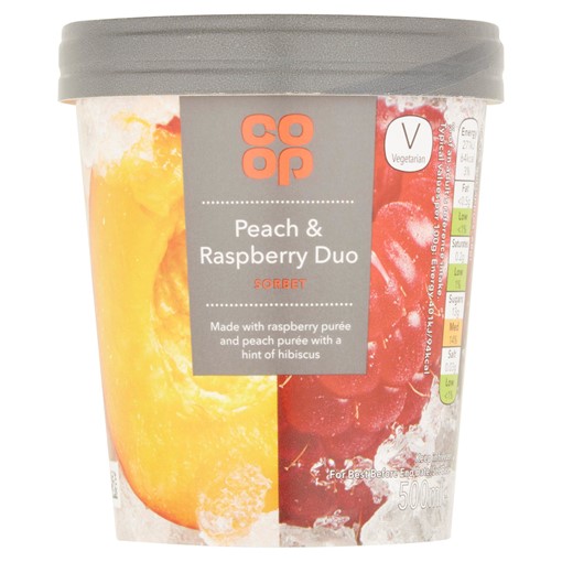 Picture of Co op Peach & Raspberry Duo Sorbet 500ml