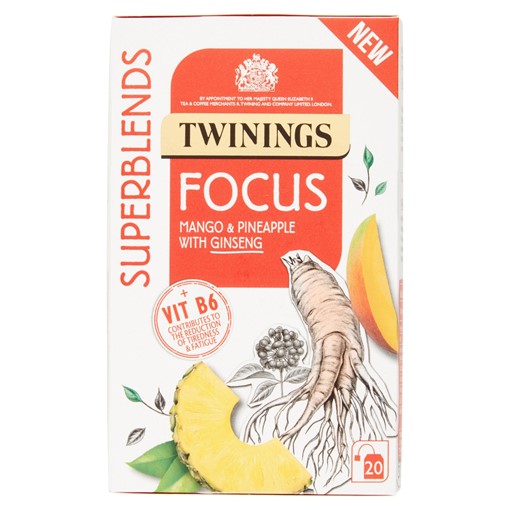 Picture of Twinings Superblends Focus Mango & Pineapple with Ginseng 20 Tea Bags 30g