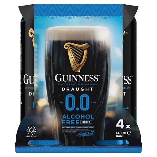 Picture of Guinness Draught 0.0% Non-Alcoholic Beer 4 x 440ml Pack