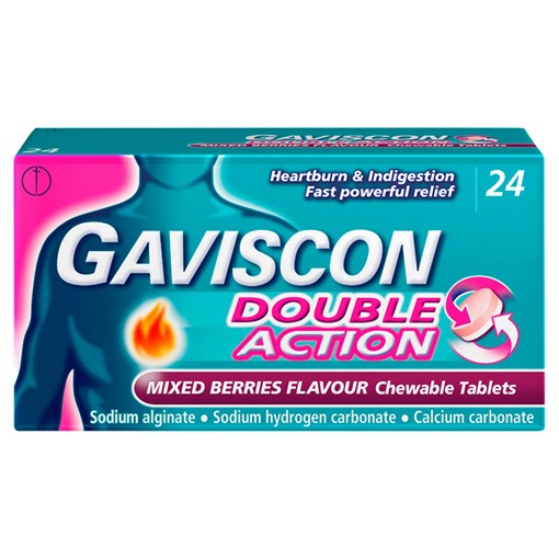 Picture of Gaviscon Double Action Heartburn & Indigestion Mixed Berries Flavour Tablets x 24