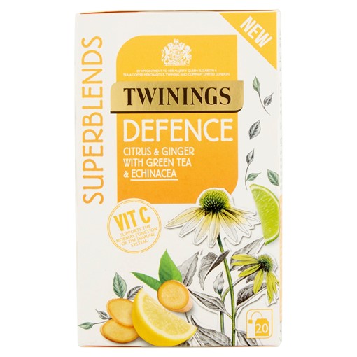 Picture of Twinings Superblends Defence Citrus & Ginger with Green Tea & Echinacea 20 Tea Bags 40g