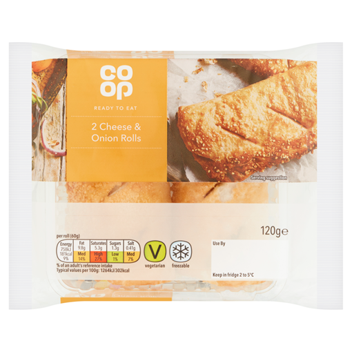Picture of Co-op 2 Cheese & Onion Rolls 120g