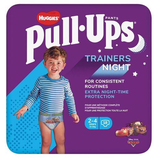Picture of Huggies® Pull-Ups® Trainers Night, Boy, Size 2-4 Years, Nappy Size 5-6+, 18 Big Kid Training Pants