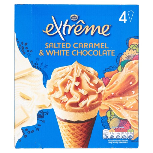 Picture of Extreme Salted Caramel & White Chocolate Ice Cream Cones 4 x 120ml (480ml)