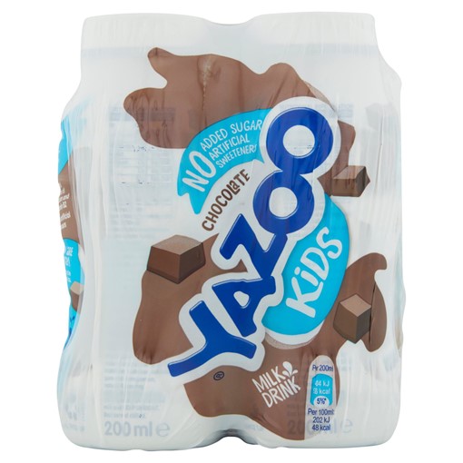 Picture of YAZOO Kids No Added Sugar Chocolate Milk Drink 4 x 200ml